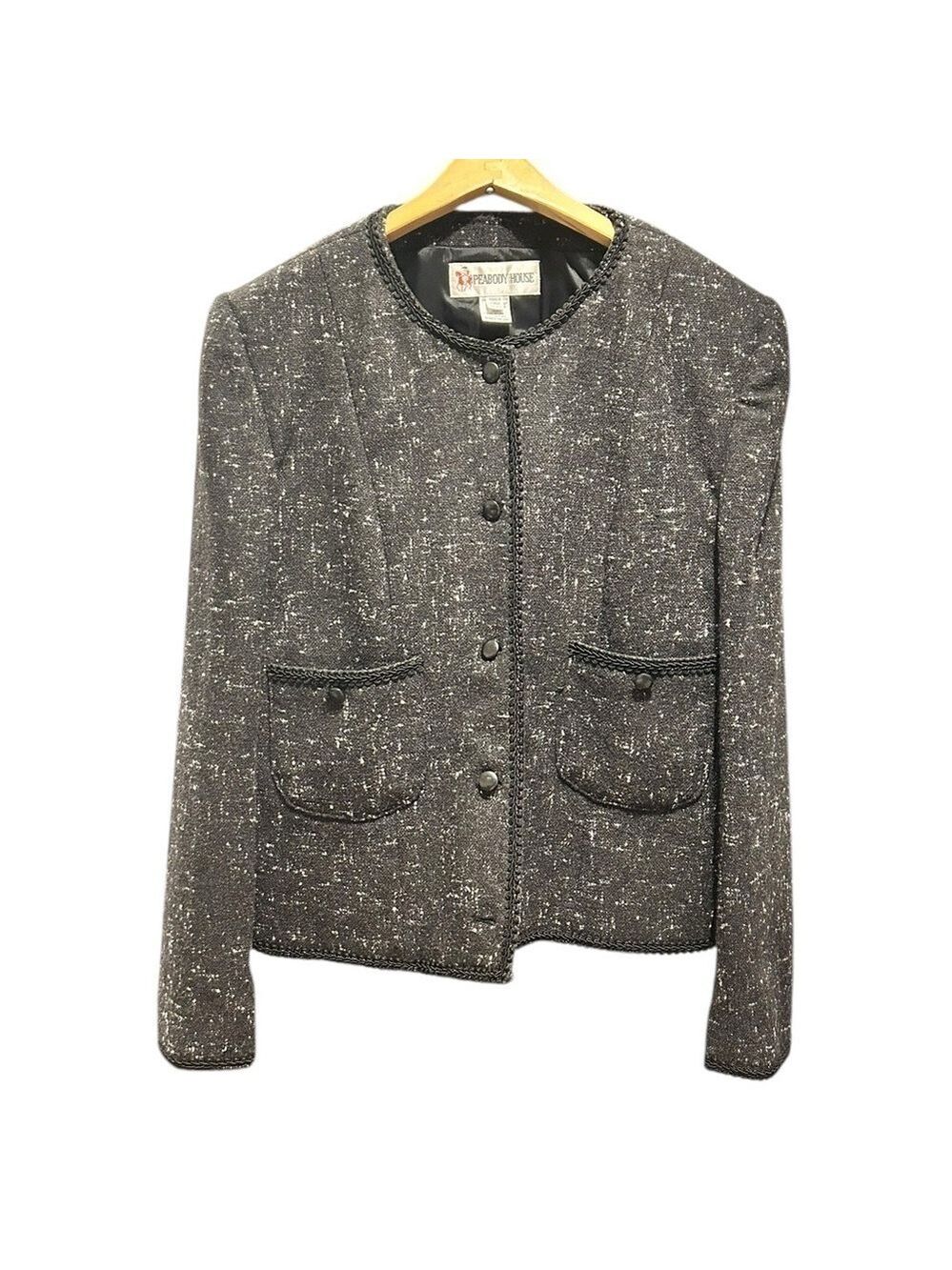 Vintage Peabody House Textured Tweed Wool Business Blazer Jacket Fully Lined 12
